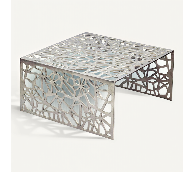 Table Basse 60cm Aluminium Table De Canapé Alu Table De Salon Métal Carrée