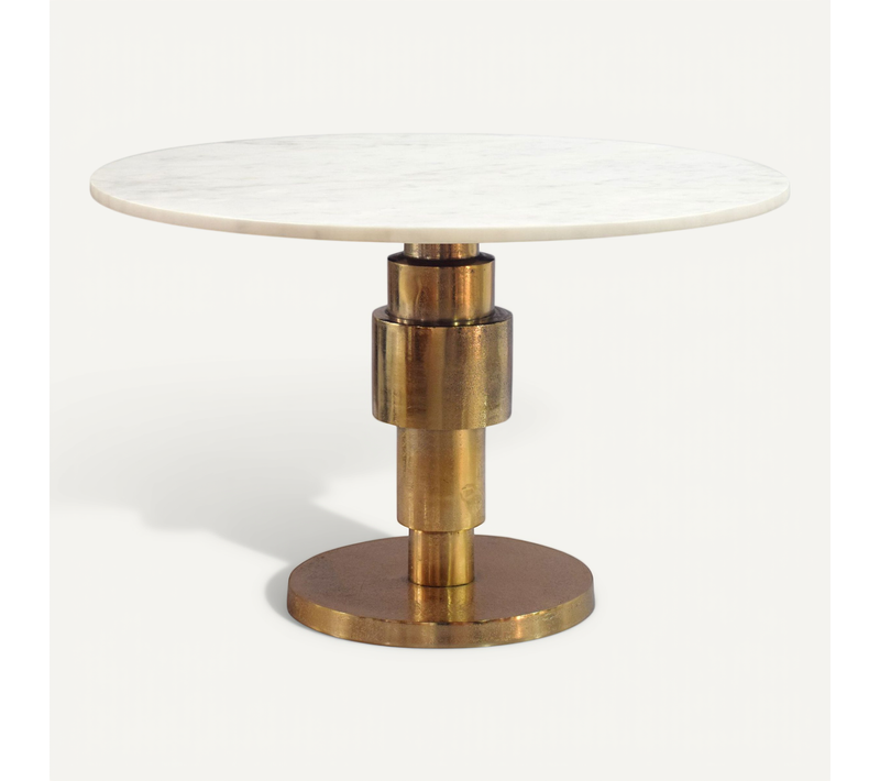 Table Basse 60cm Ronde Marbre Table De Salon Table De Canapé Alu Table D'appoint Blanc