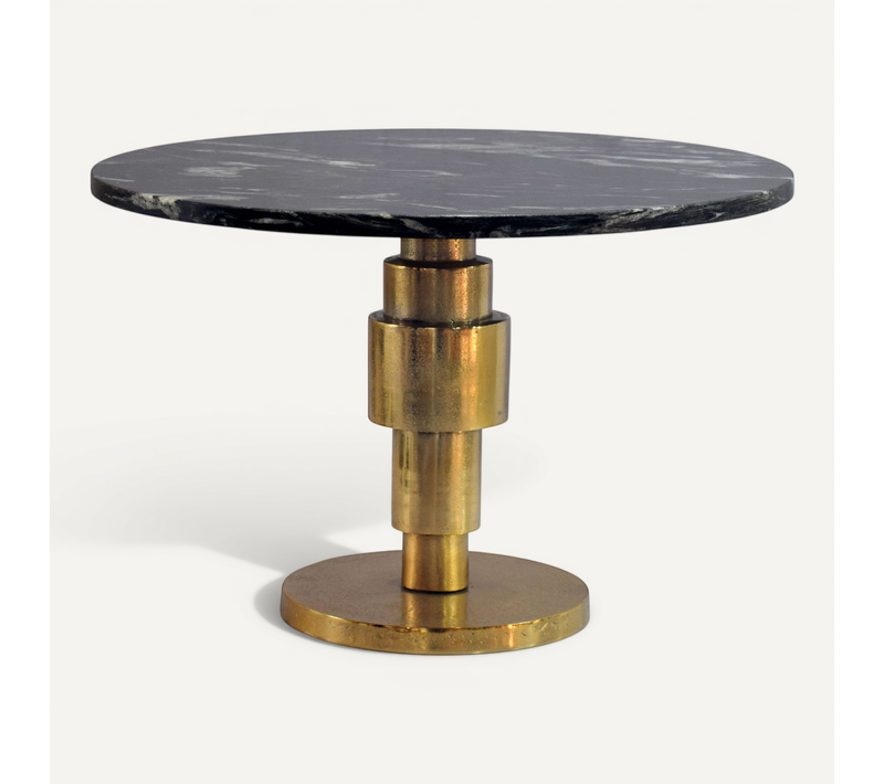 Table Basse 60cm Ronde Marbre Table De Salon Table De Canapé Alu Table D'appoint Noir