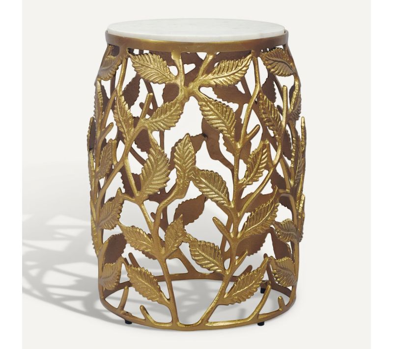 Table D'appoint 40cm Marbre Table De Salon Alu Table De Canapé Table Basse Ronde Doré