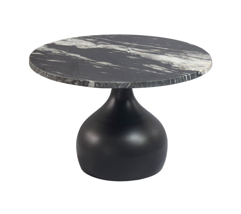 Table Basse Avec Plateau En Marbre Noir Table Salon D'appoint Métal Ronde 60cm