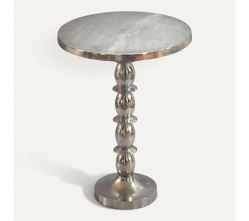 Table D'appoint Alu Argent 40cm Métal Table Basse Salon Table Décorative Ronde
