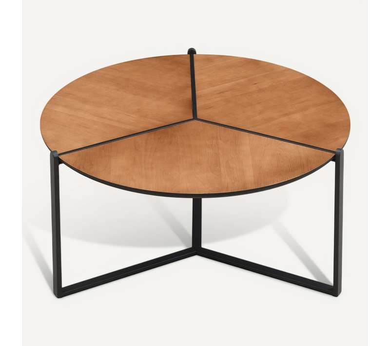 Table Basse 80cm Mdf Aspect Bois Table De Canapé Ronde Table De Salon D'appoint