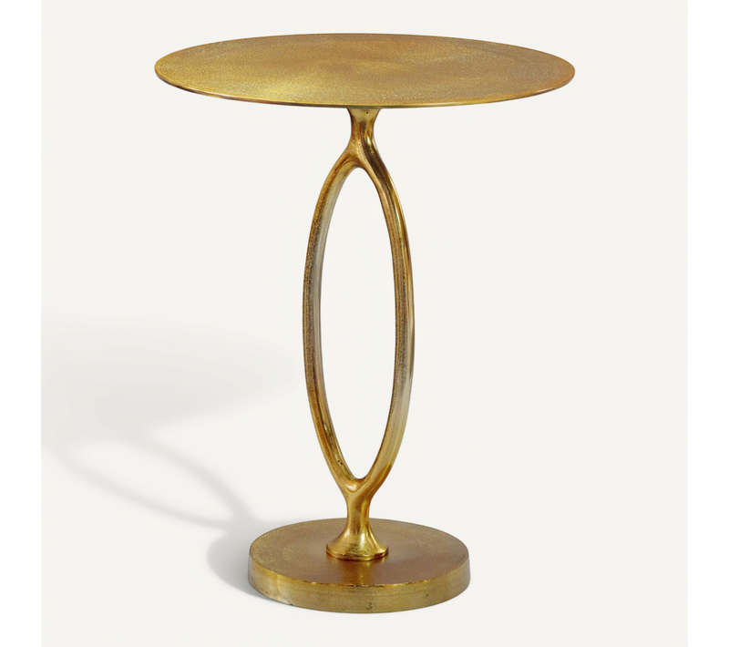 Table D'appoint Alu Or 44cm Ronde Table Salon Table Basse Table D'appoint Métal