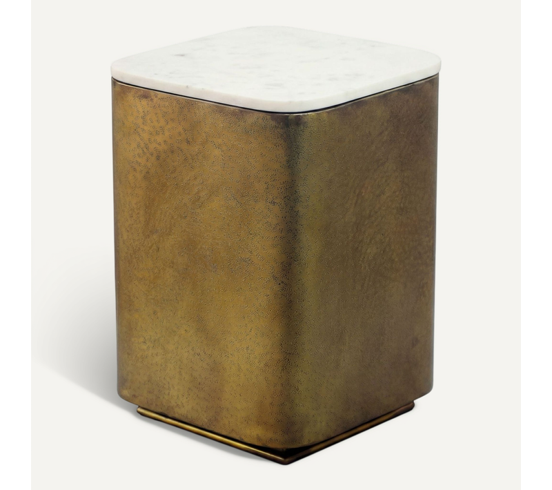 Table D'appoint 33cm Avec Plateau En Marbre Blanc Table De Salon Basse Métal