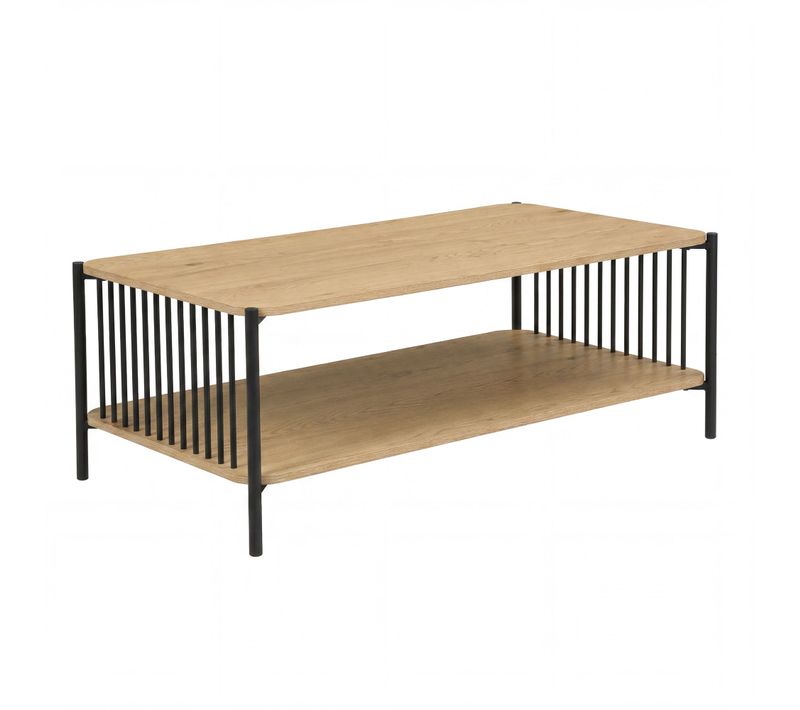 Table Basse 110cm Aspect Chêne Table Salon Table Séjour Table D'appoint étagère