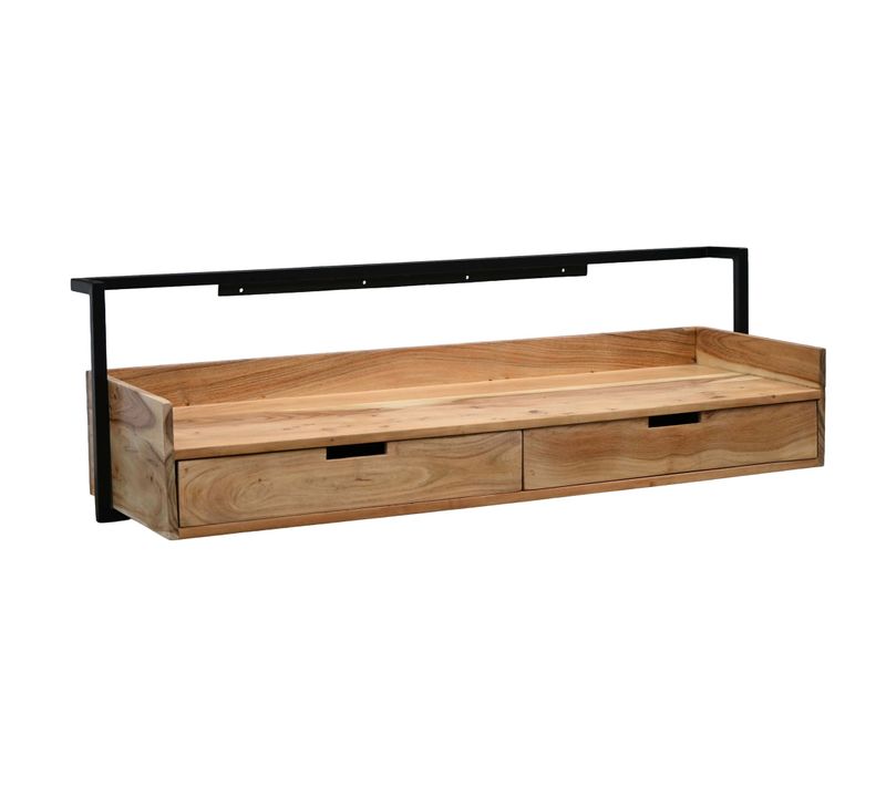 Bureau Mural 120cm Bois Massif Rangement Bureau Pour Le Mur Flottant Fait Main
