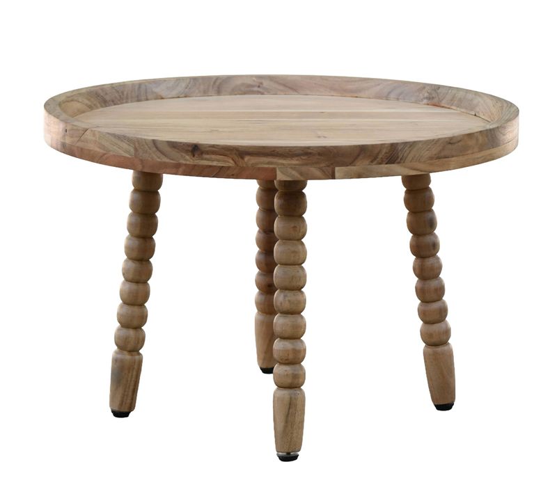 Table Basse Bois Massif Table Canapé 60cm Ronde Table D'appoint Design Salon