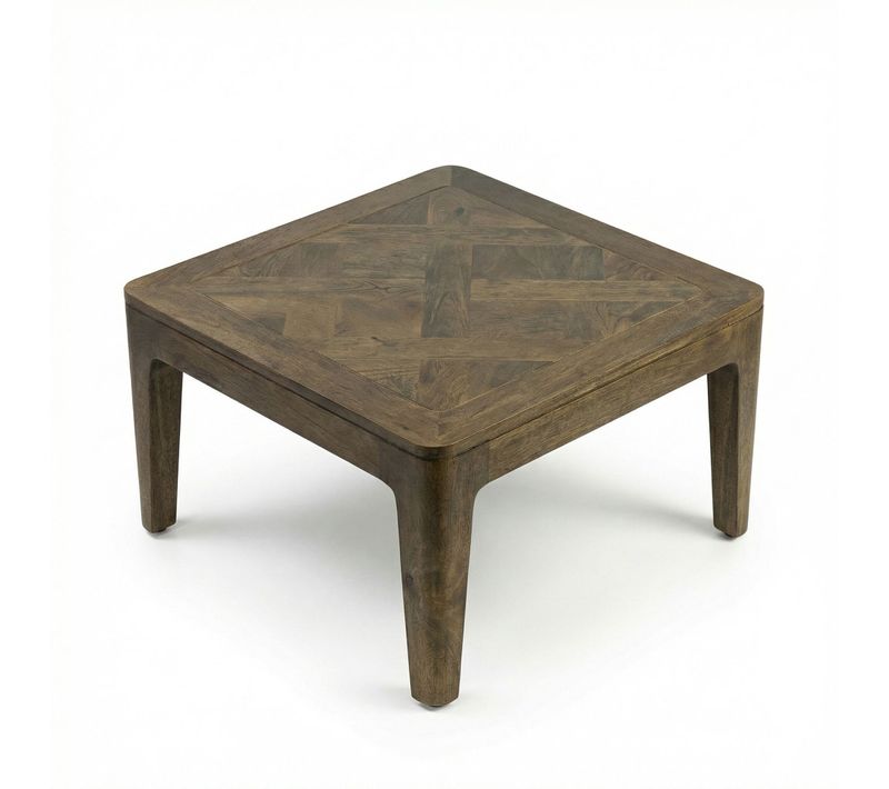 Table Basse 60cm Mangue Bois Massif Noyer - Table De Salon, Canapé, D'appoint
