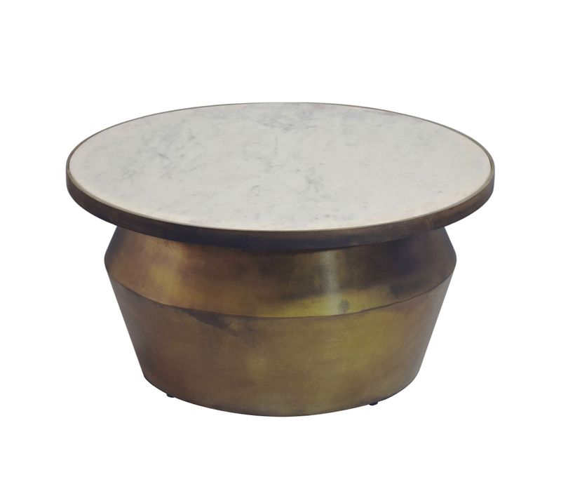 Table Basse Avec Plateau En Marbre Blanc Design Table De Salon Métal Ronde 60cm
