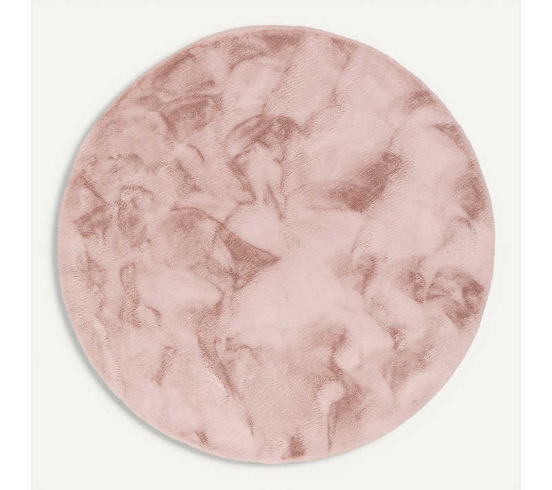 Tapis En Fourrure Plush Rond 80cm Vieux Rose