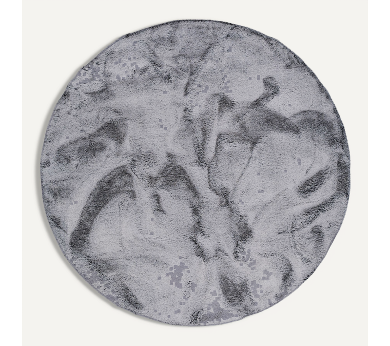 Tapis En Fourrure Plush Rond 120cm Gris