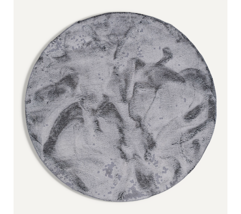 Tapis En Fourrure Plush Rond 160cm Gris