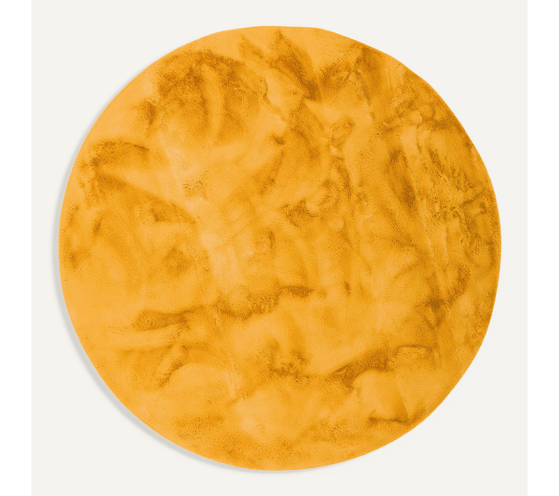 Tapis En Fourrure Plush Rond 80cm Jaune