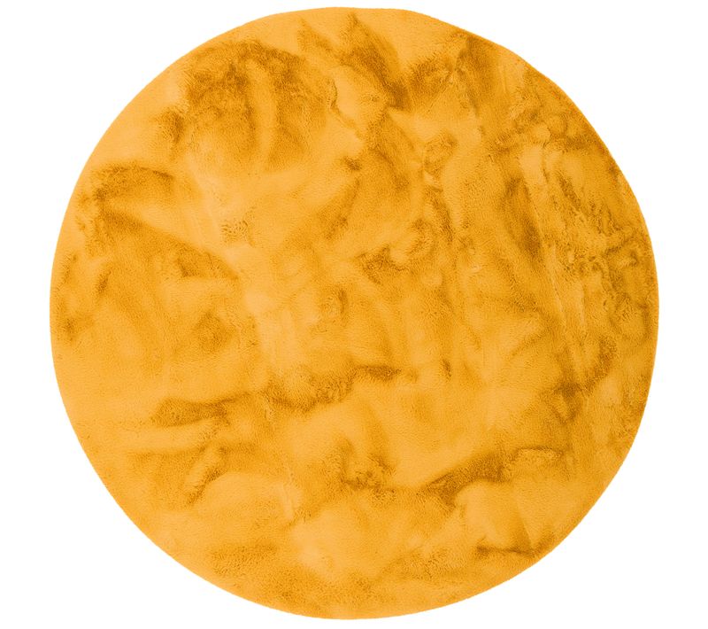 Tapis En Fourrure Plush Rond 120cm Jaune