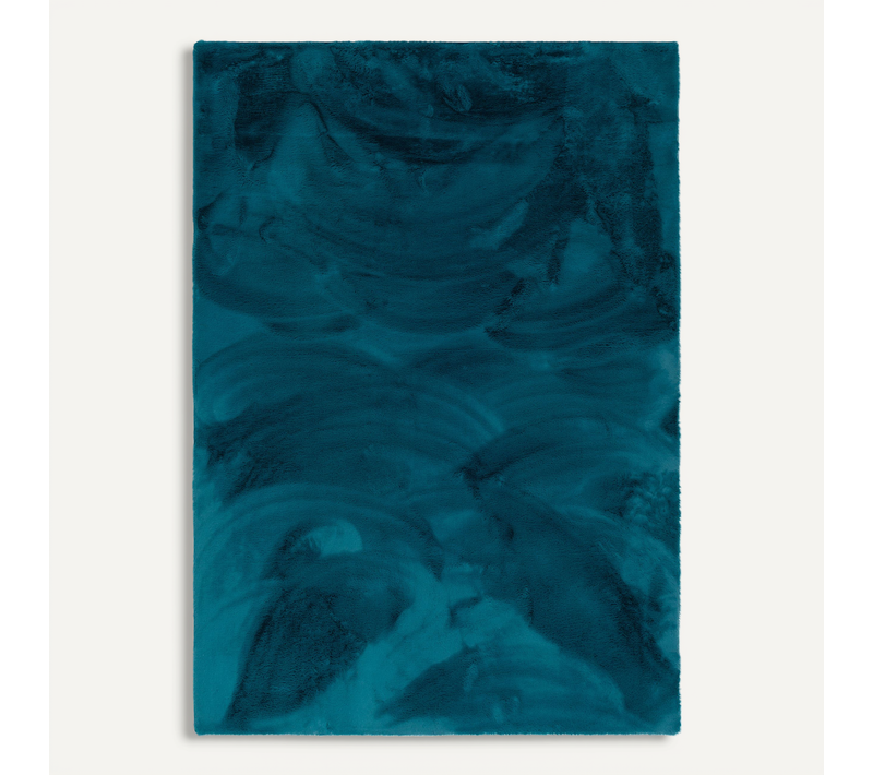 Tapis En Fourrure Plush 60x90cm Bleu Foncé