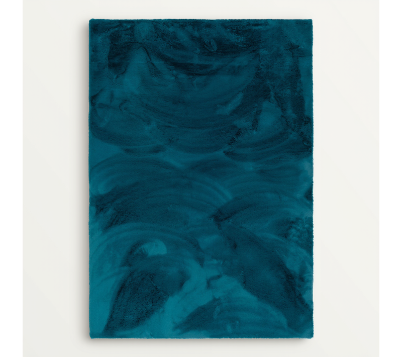 Tapis En Fourrure Plush 160x230cm Bleu Foncé