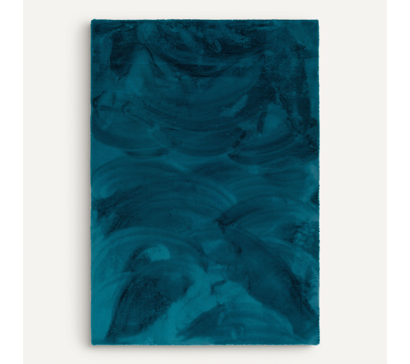 Tapis En Fourrure Plush 180x250cm Bleu Foncé