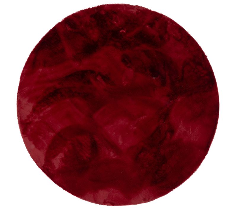 Tapis En Fourrure Plush Rond 120cm Rouge