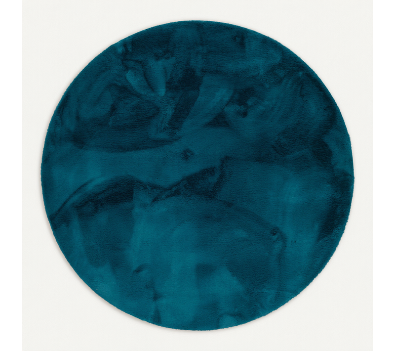 Tapis En Fourrure Plush Rond 120cm Bleu Foncé