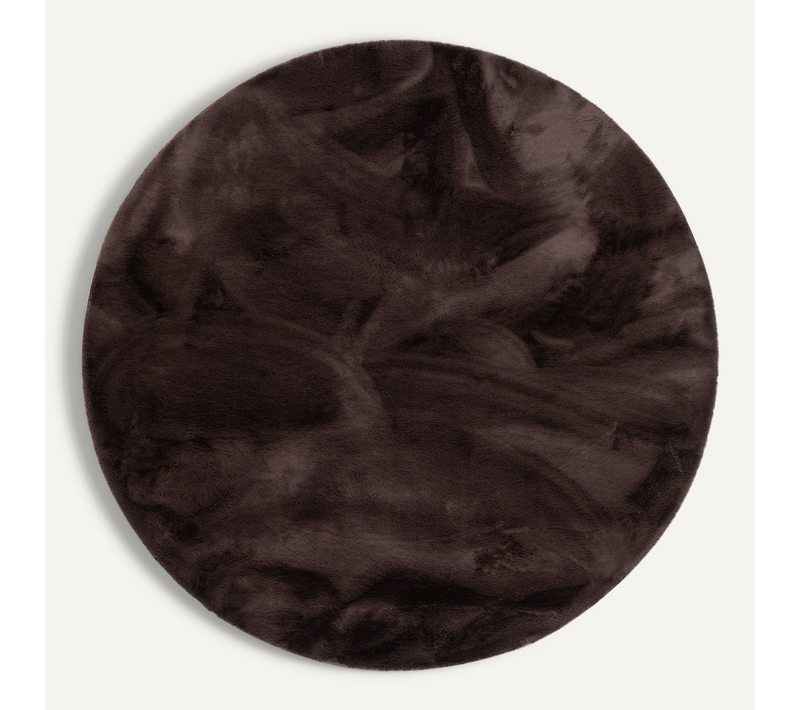 Tapis En Fourrure Plush Rond 160cm Brun