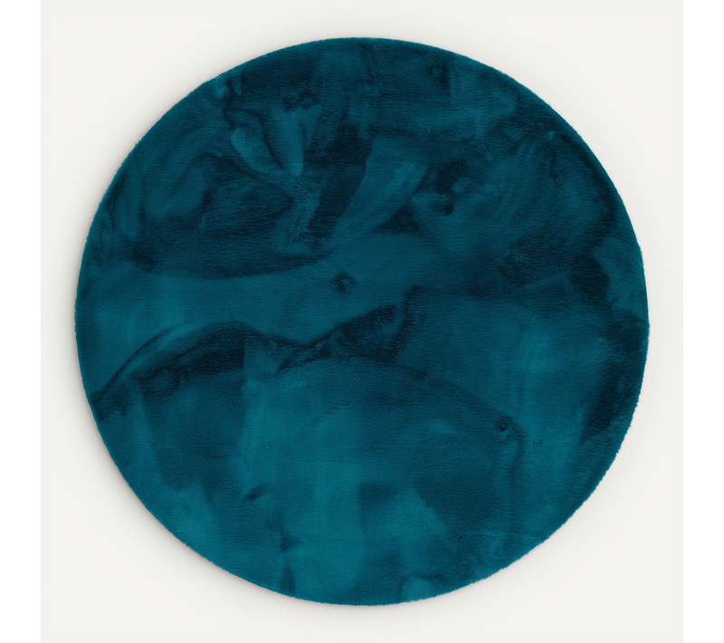 Tapis En Fourrure Plush Rond 160cm Bleu Foncé