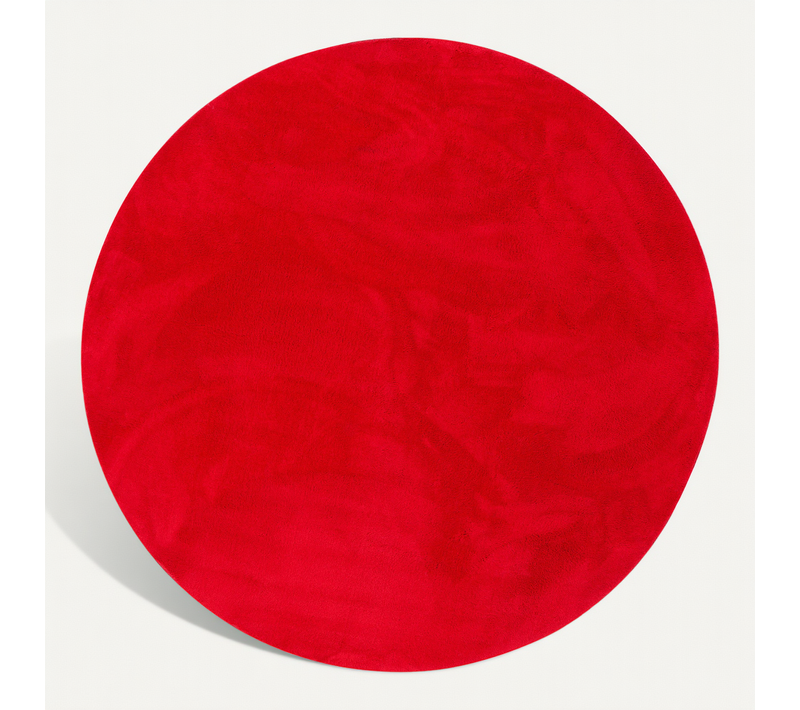 Tapis En Fourrure Pearl Rond 120cm Rouge