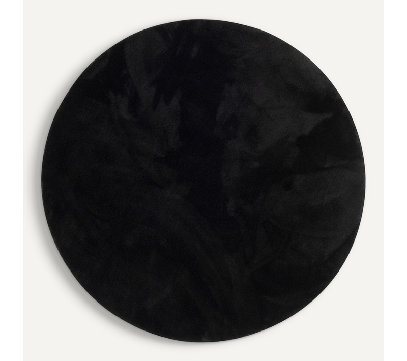 Tapis En Fourrure Pearl Rond 200cm Noir