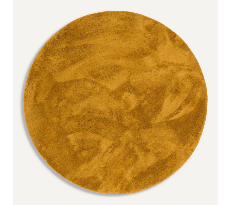 Tapis En Fourrure Pearl Rond 120cm Jaune