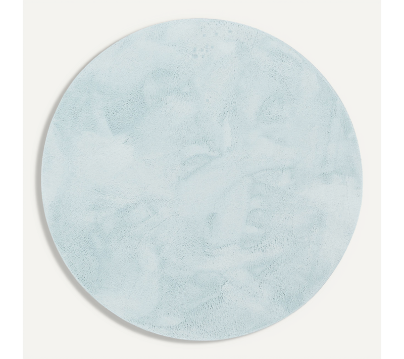Tapis En Fourrure Pearl Rond 200cm Bleu