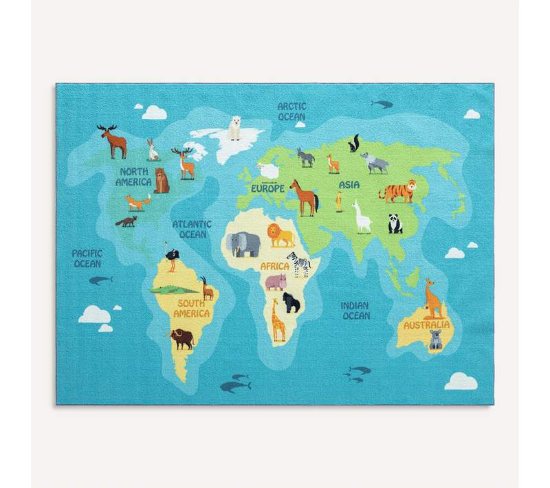 Tapis Happy Life D'apprentissage, Bleu, 140x200 Cm