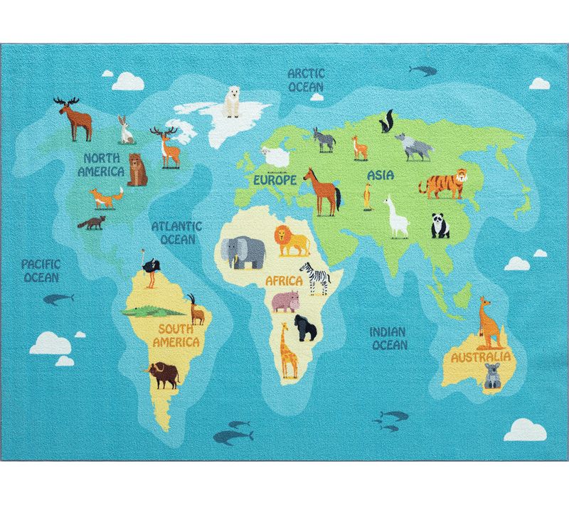 Tapis Happy Life D'apprentissage, Bleu, 200x290 Cm