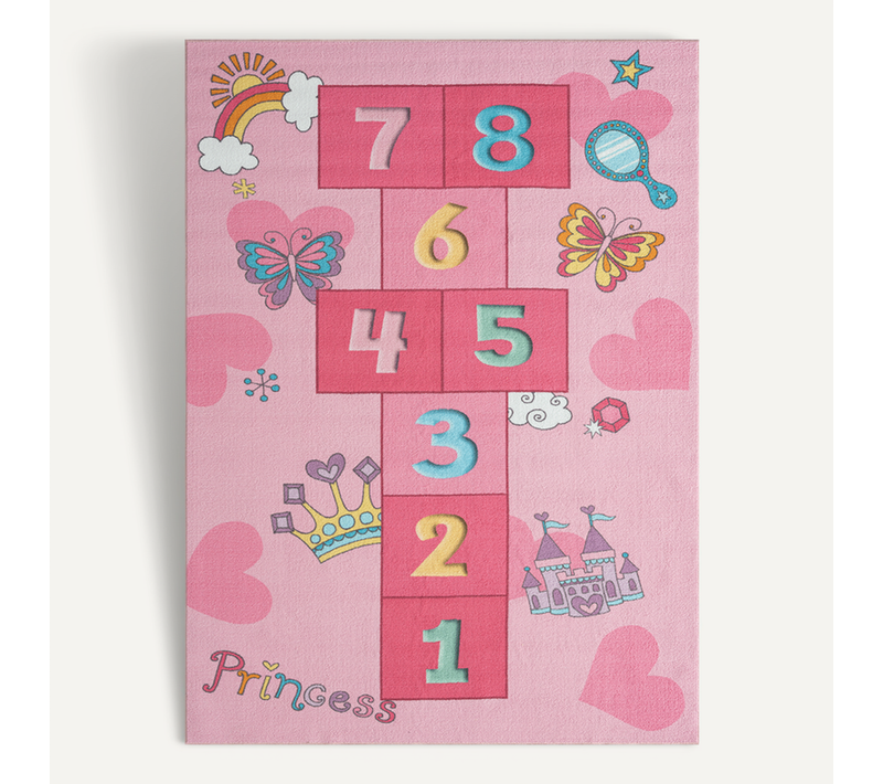 Happy Life Tapis Jeu Princesse, Rose, 120x160 Cm