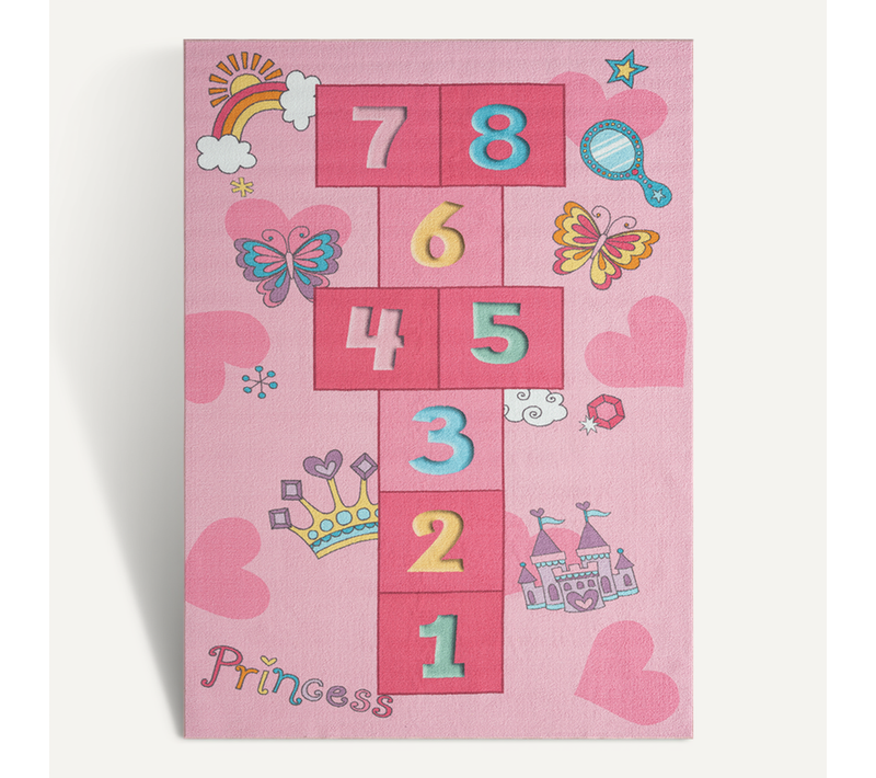 Happy Life Tapis Jeu Princesse, Rose, 160x220 Cm