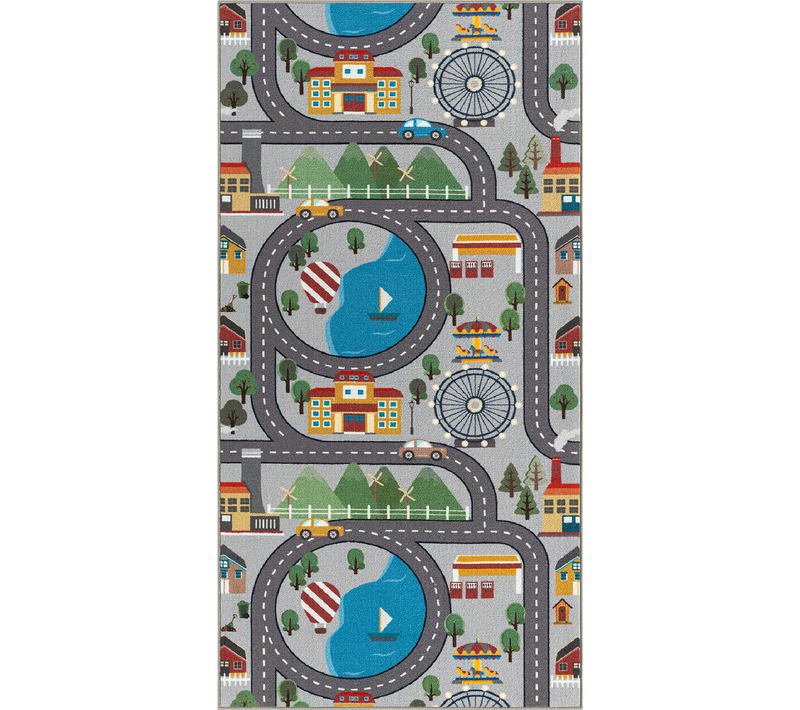 Happy Life Tapis De Jeu, Gris, 140x200 Cm