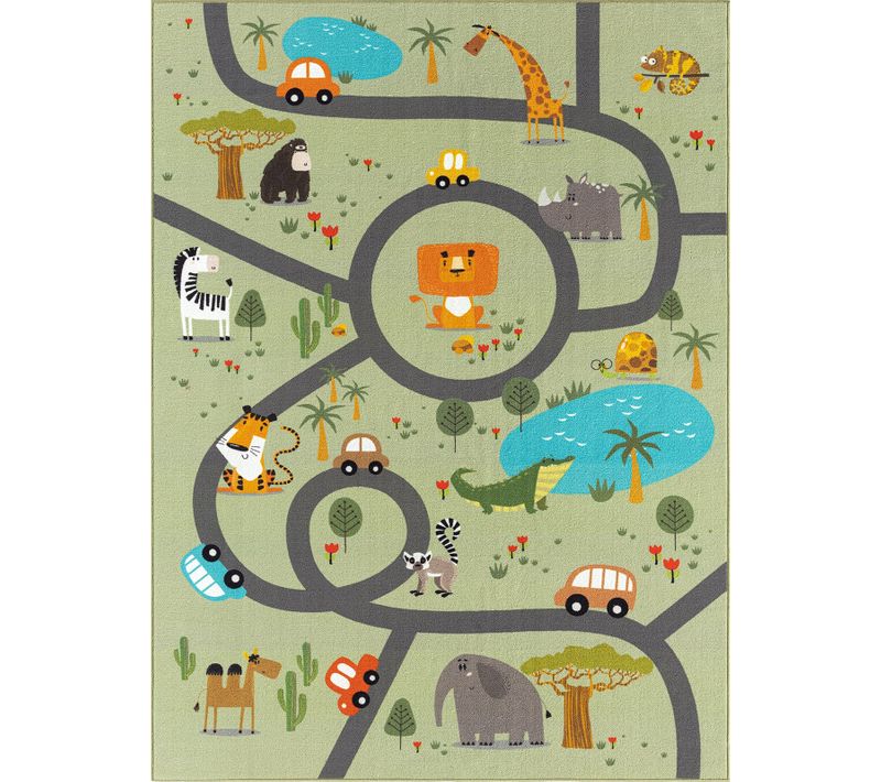 Happy Life Tapis Jeu Safari, Vert, 160 Cm Ronde