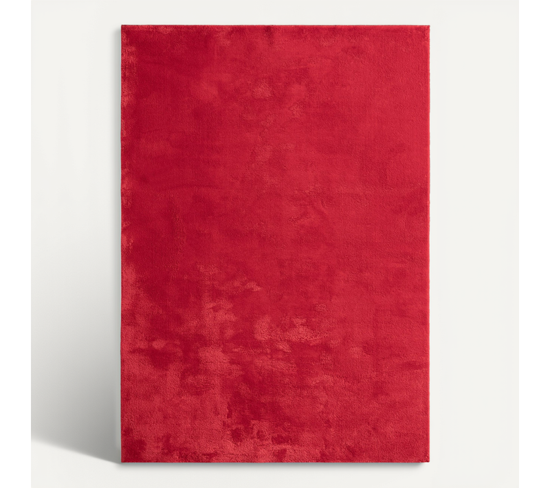 Tapis Moelleux Poils Courts, Antidérapant, Lavable, Soft, Rouge, 80 X 150 Cm