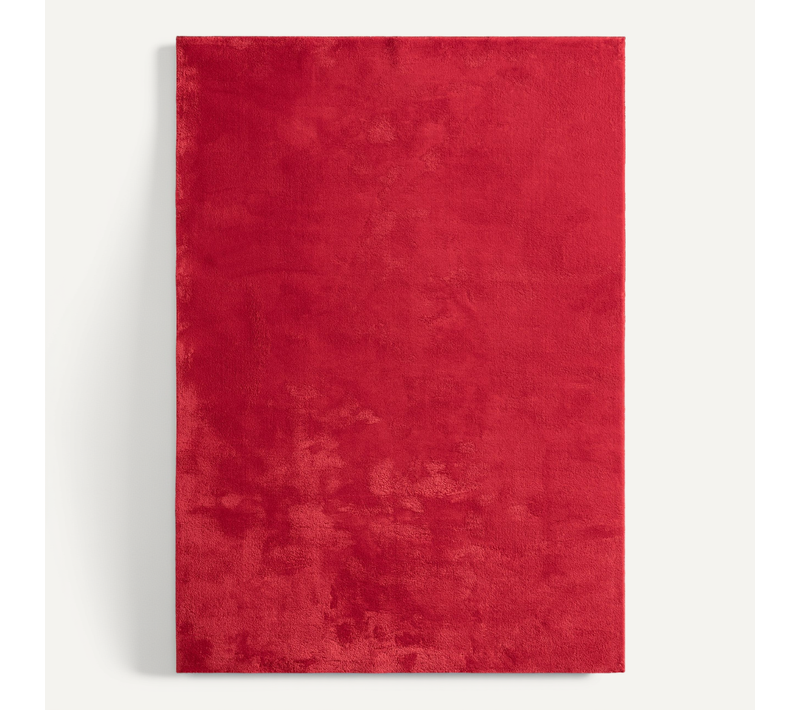 Tapis Moelleux Poils Courts, Antidérapant, Lavable, Soft, Rouge, 140 X 200 Cm