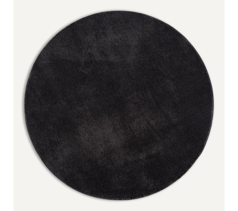 Tapis Moelleux Poils Courts, Antidérapant, Lavable, Soft, Noir, 120 X 120 Cm