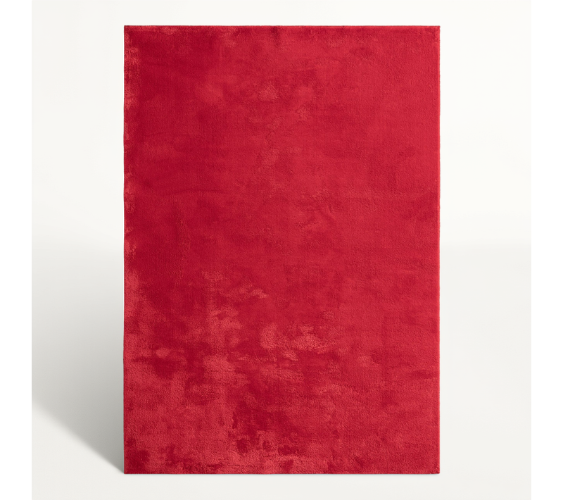 Tapis Moelleux Poils Courts, Antidérapant, Lavable, Soft, Rouge, 60 X 110 Cm
