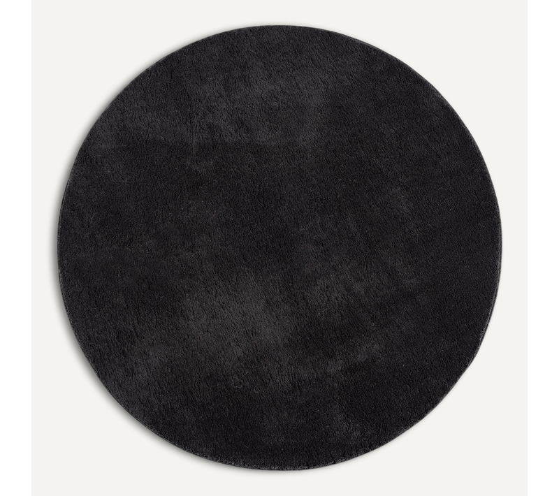 Tapis Moelleux Poils Courts, Antidérapant, Lavable, Soft, Noir, 160 X 160 Cm
