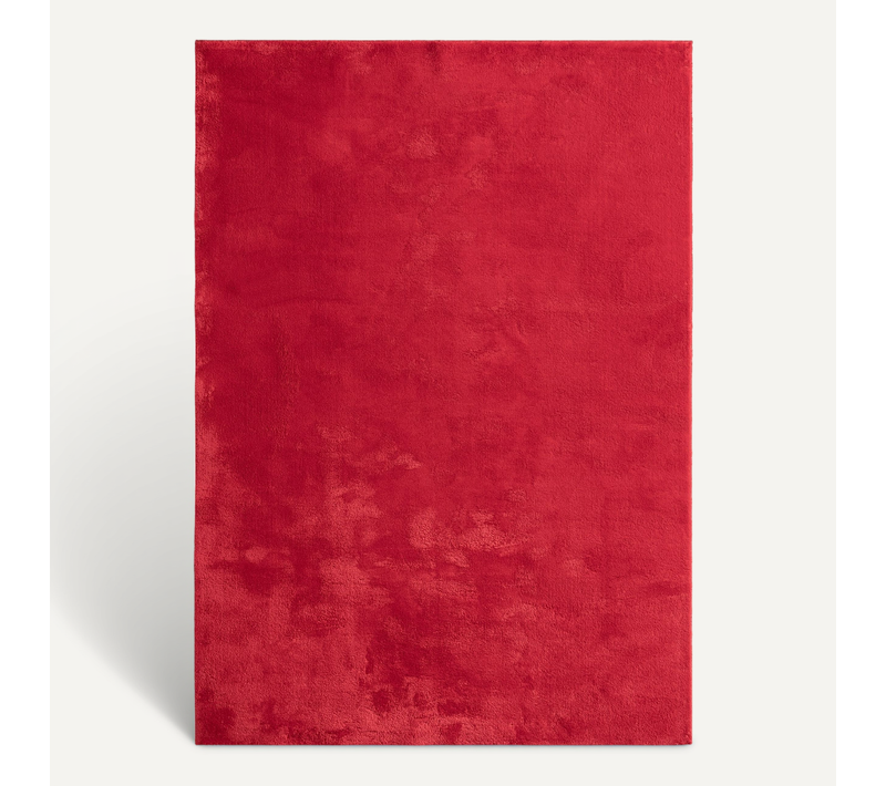 Tapis Moelleux Poils Courts, Antidérapant, Lavable, Soft, Rouge, 120 X 160 Cm