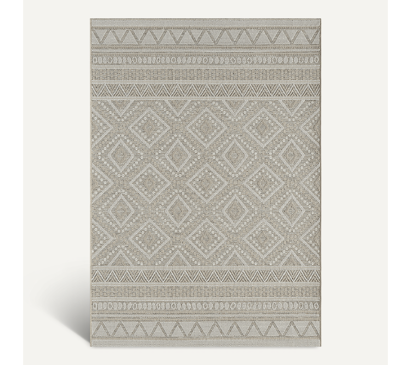 Tapis Calgary Tissé Plat Extérieur Design Moderne, Beige, 160x220 Cm