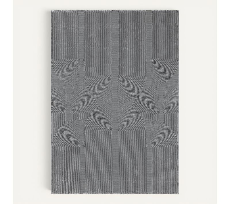 Tapis Lima Design Salon Moderne Art Curve, Gris, 200x290 Cm