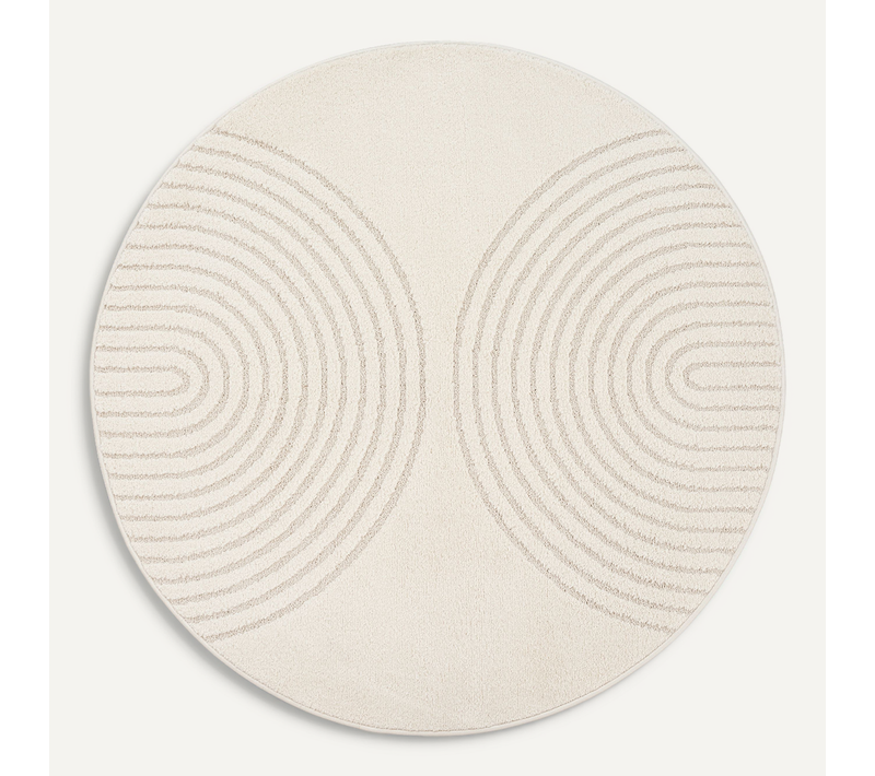 Tapis Elisa Design Géométrique, Crème, 120 Cm Ronde