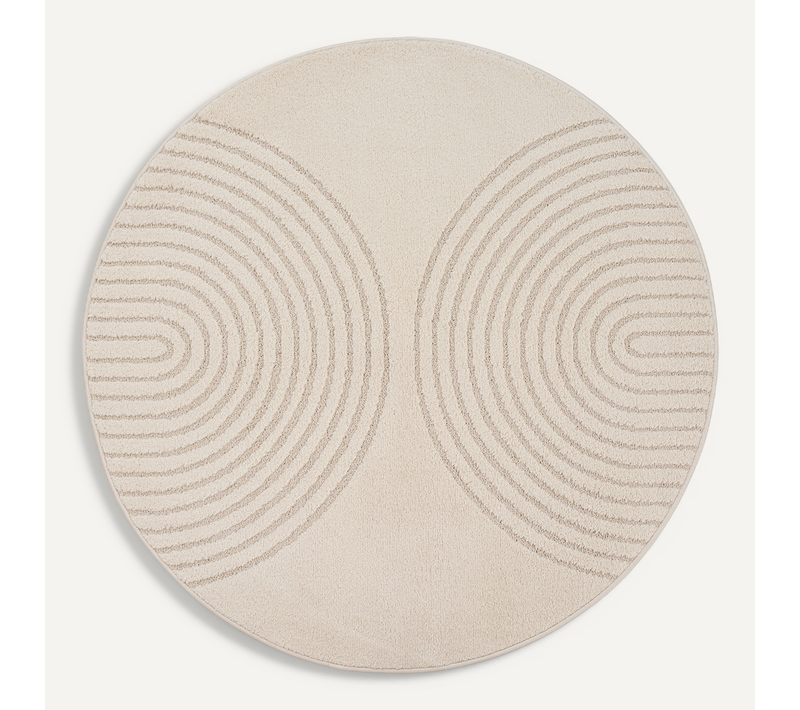 Tapis Elisa Design Géométrique, Beige, 120 Cm Ronde