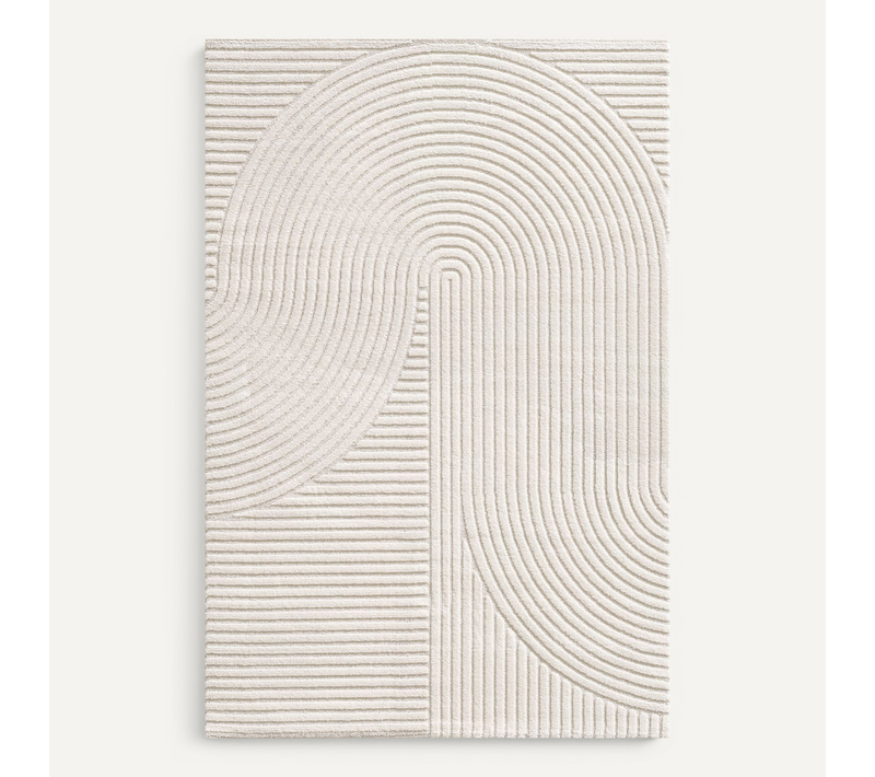 Tapis Everest Moderne Effet Haut-bas 3d - Crème - 140x200 Cm