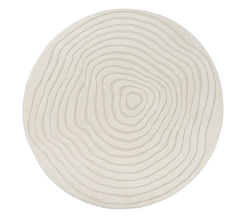 Tapis Everest Moderne Effet Haut-bas 3d - Crème - 120 Cm Ronde