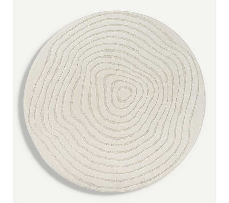 Tapis Everest Moderne Effet Haut-bas 3d - Crème - 200 Cm Ronde