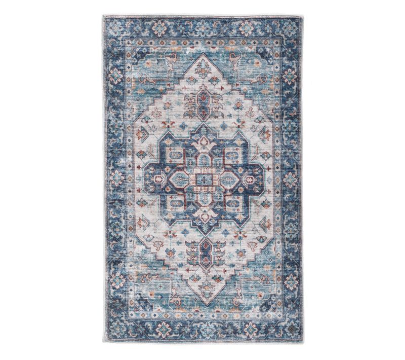 Tapis De Bain Au Design Vintage Oriental Bath 60x100 Cm - Turquoise